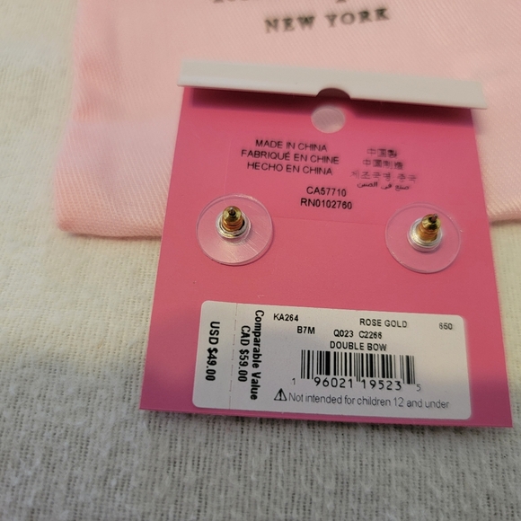 NWT Kate Spade Rose Gold Bow Earrings - Picture 2 of 3